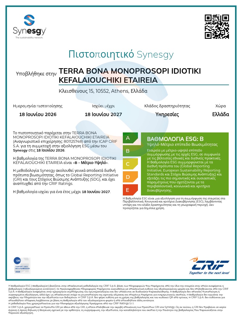 TERRABONA sustainability certificate